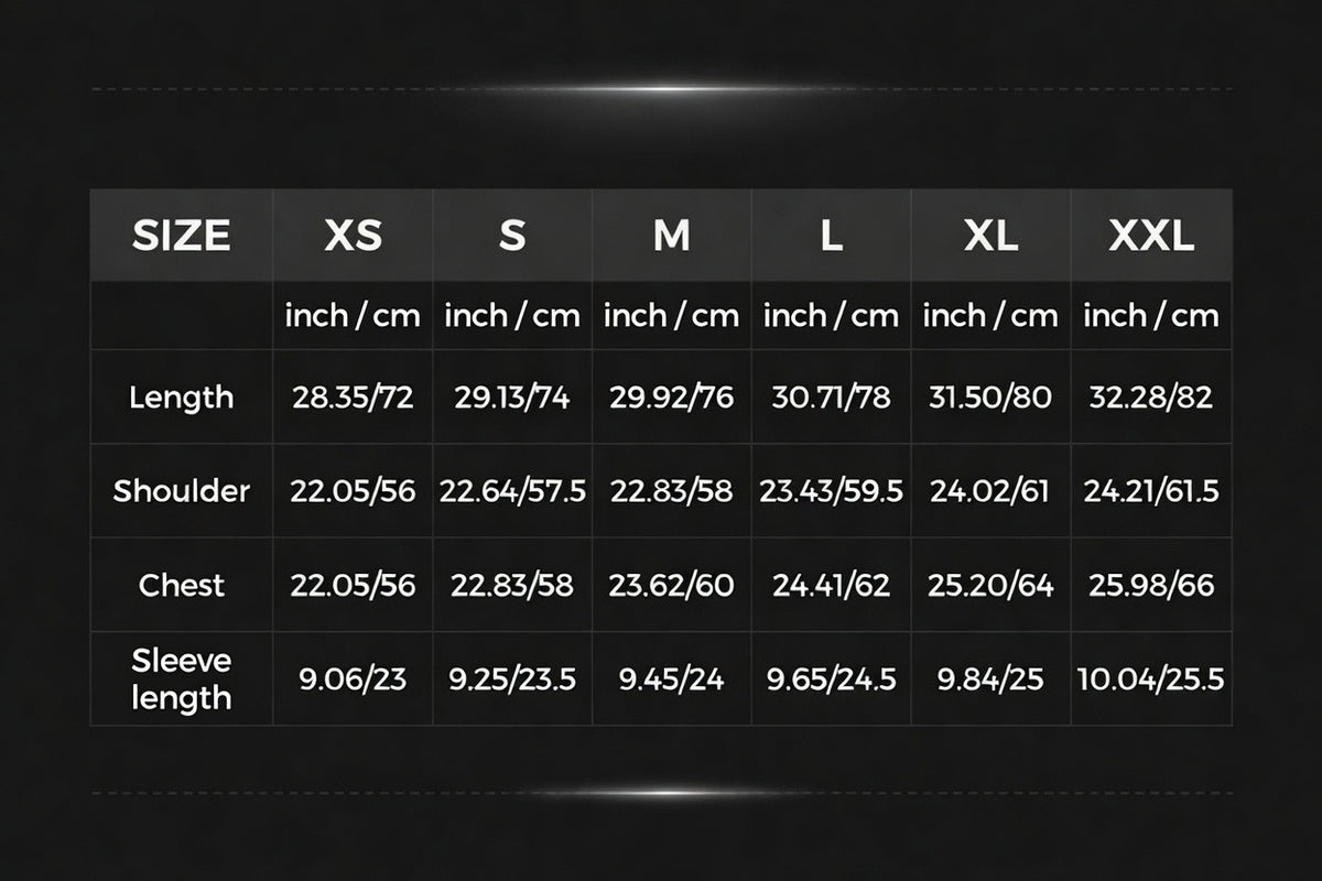 Size guide chart